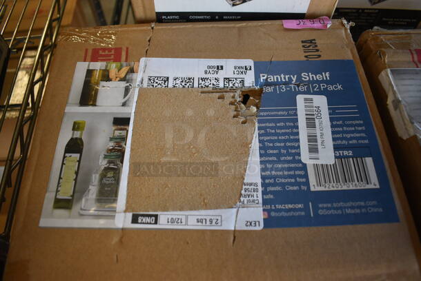 4 Boxes of BRAND NEW! Pantry Shelf, Lazy Susan Turntable and 2 Cosmetic Organizer Cases. 4 Times Your Bid! - Image 2 of 6