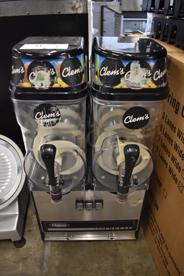 Omega Stainless Steel Commercial Countertop 2 Hopper Slushie Machine. 16x20x30.5. Tested and Working! - Image 1 of 6
