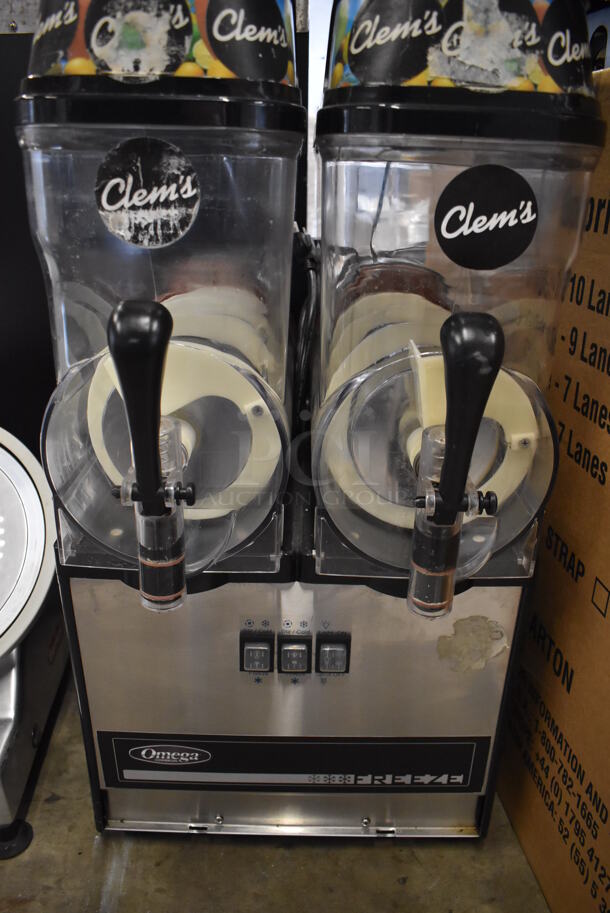 Omega Stainless Steel Commercial Countertop 2 Hopper Slushie Machine. 16x20x30.5. Tested and Working! - Image 4 of 6