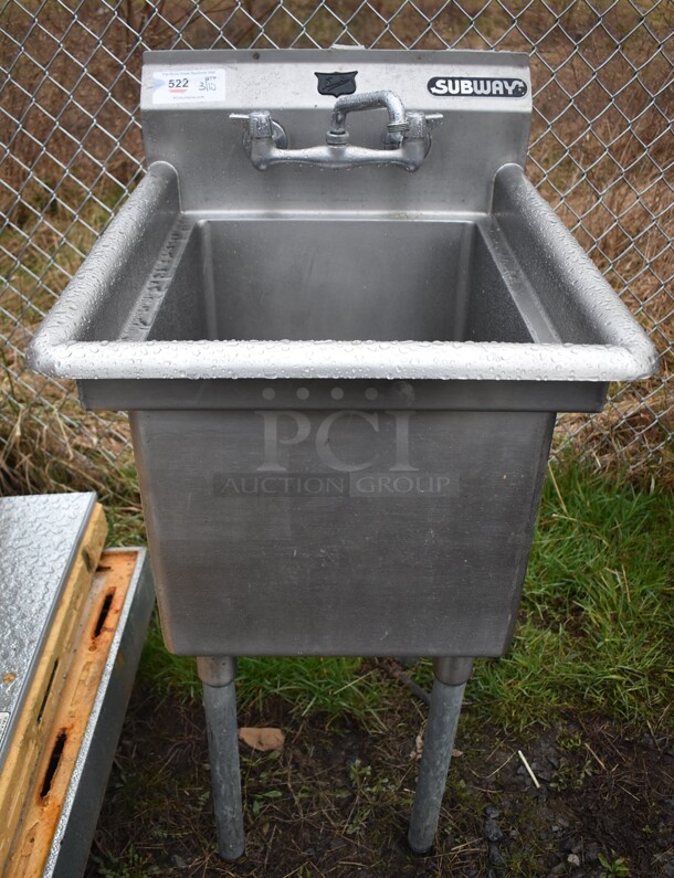 Duke Stainless Steel Single Bay Sink w/ Faucet and Handles. 22x27x42 - Image 1 of 5