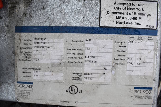 Norlake 6'x8'x6.5' SELF CONTAINED Walk In Freezer Box w/ Floor, Copeland RS64C1E-CAV-100 208/230 Volt, 1 Phase Compressor and Norlake CPB075DC-A 208-230 Volt, 1 Phase Condenser. Picture of the Unit Before Removal Is Included In the Listing. - Image 10 of 12