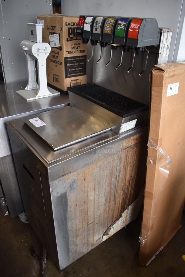 Cornelius CB1522A Stainless Steel Commercial 6 Flavor Carbonated Beverage Machine on Stainless Steel Ice Bin. 18x26.5x56 - Image 5 of 7