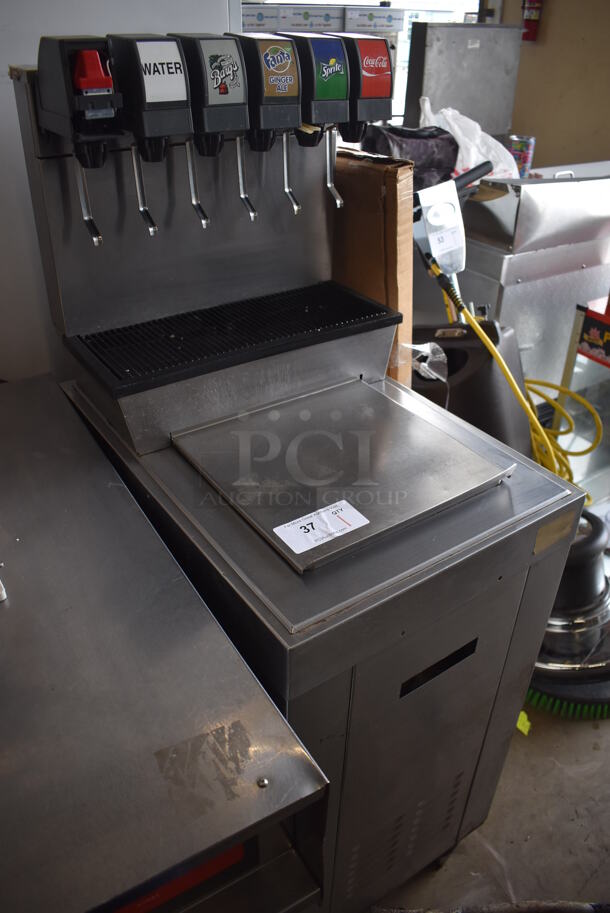 Cornelius CB1522A Stainless Steel Commercial 6 Flavor Carbonated Beverage Machine on Stainless Steel Ice Bin. 18x26.5x56 - Image 7 of 7