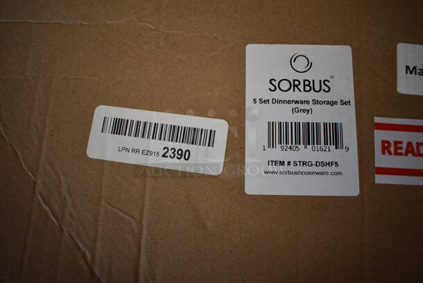 BRAND NEW SCRATCH AND DENT! Sorbus STRG-DSHF5 5 Set Gray Dinnerware Storage Set. Does Not Include Dishes Shown In Stock Gallery Picture - Image 5 of 6