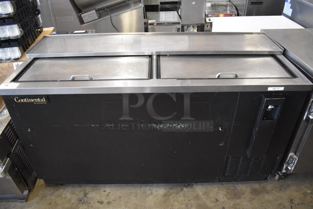 Continental CBC64 Metal Commercial Bottled Back Bar Cooler w/ 2 Sliding Lids. 115 Volts, 1 Phase. 64x27.5x36.5. Tested and Working!