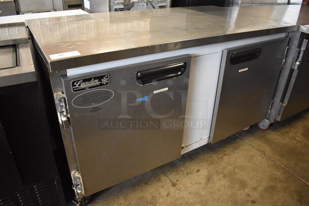 2017 Leader ESLB60 S/C Stainless Steel Commercial 2 Door Undercounter Cooler on Commercial Casters. 115 Volts, 1 Phase. 60x32x36. Tested and Powers On But Does Not Get Cold - Image 2 of 6