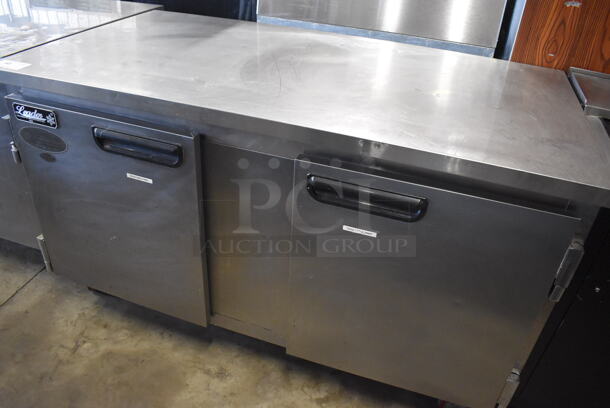 2017 Leader ESLB60 S/C Stainless Steel Commercial 2 Door Undercounter Cooler on Commercial Casters. 115 Volts, 1 Phase. 60x32x36. Tested and Powers On But Does Not Get Cold - Image 2 of 7