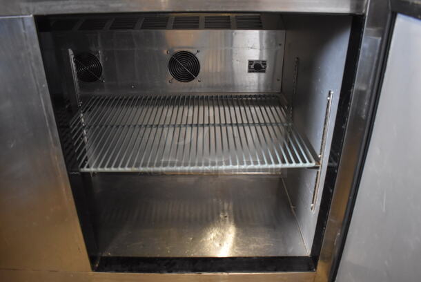 2017 Leader ESLB60 S/C Stainless Steel Commercial 2 Door Undercounter Cooler on Commercial Casters. 115 Volts, 1 Phase. 60x32x36. Tested and Powers On But Does Not Get Cold - Image 6 of 7