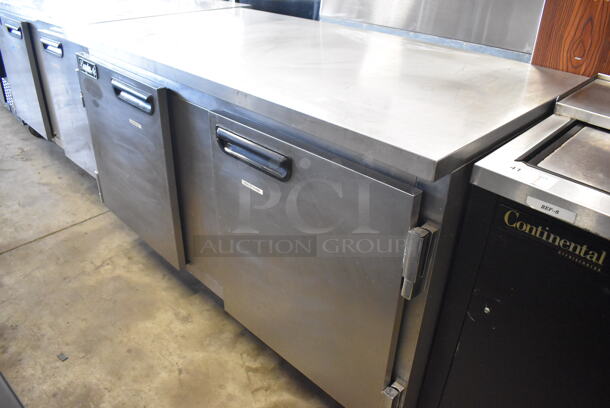 2017 Leader ESLB60 S/C Stainless Steel Commercial 2 Door Undercounter Cooler on Commercial Casters. 115 Volts, 1 Phase. 60x32x36. Tested and Powers On But Does Not Get Cold - Image 7 of 7