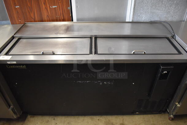 Continental CBC64 Metal Commercial Bottled Back Bar Cooler w/ 2 Sliding Lids. 115 Volts, 1 Phase. 64x27.5x36.5. Tested and Working! - Image 1 of 8