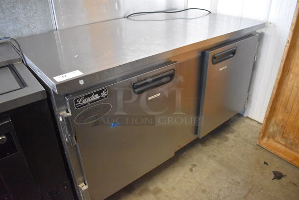 2017 Leader ESLB60 S/C Stainless Steel Commercial 2 Door Undercounter Cooler on Commercial Casters. 115 Volts, 1 Phase. 60x32x36. Tested and Powers On But Does Not Get Cold - Image 2 of 5