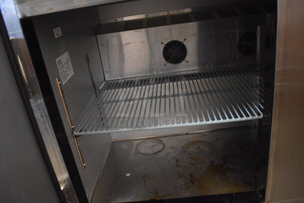 2017 Leader ESLB60 S/C Stainless Steel Commercial 2 Door Undercounter Cooler on Commercial Casters. 115 Volts, 1 Phase. 60x32x36. Tested and Powers On But Does Not Get Cold - Image 3 of 5