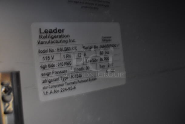 2017 Leader ESLB60 S/C Stainless Steel Commercial 2 Door Undercounter Cooler on Commercial Casters. 115 Volts, 1 Phase. 60x32x36. Tested and Powers On But Does Not Get Cold - Image 4 of 5