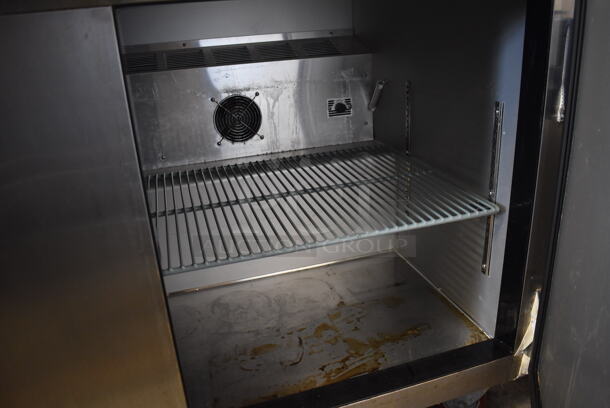 2017 Leader ESLB60 S/C Stainless Steel Commercial 2 Door Undercounter Cooler on Commercial Casters. 115 Volts, 1 Phase. 60x32x36. Tested and Powers On But Does Not Get Cold - Image 5 of 5