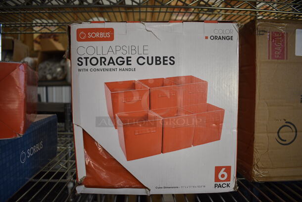 2 BRAND NEW IN BOX! 6 Sorbus Orange Collapsible Storage Cubes. 11x11x10.5. 2 Times Your Bid! - Image 1 of 3