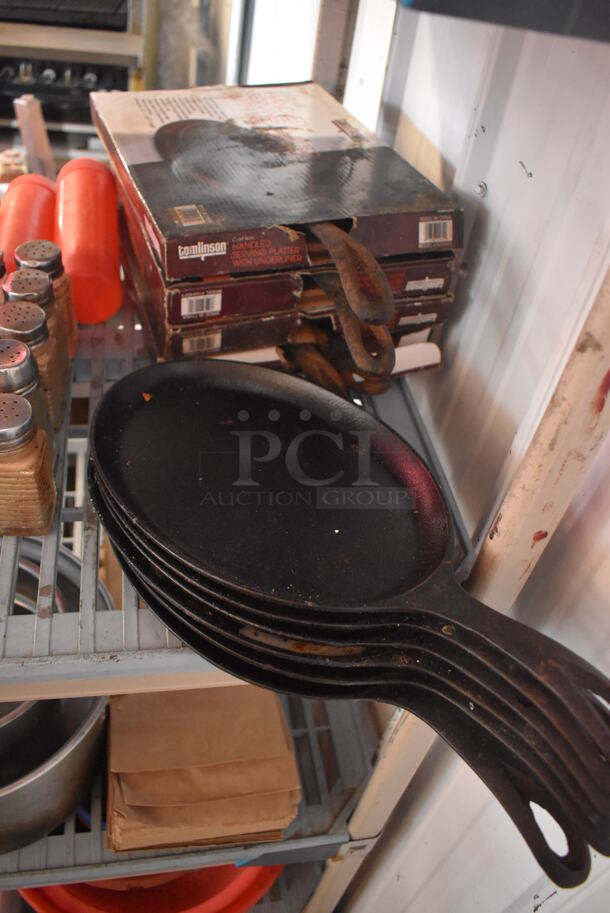 ALL ONE MONEY! Tier Lot of Various Items Including Cast Iron Skillets, Poly Food Baskets and Utensils - Image 3 of 6
