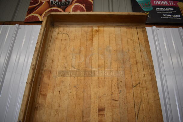Butcher Block Tabletop w/ Back and Side Splash Guards. 96x30x6 - Image 5 of 5