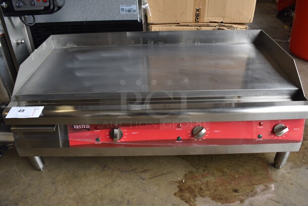 LIKE NEW! Avantco 177EG36N Stainless Steel Commercial Countertop Electric Powered Flat Top Griddle w/ Thermostatic Controls. 208/240 Volts, 3 Phase. Unit Has Only Been Used a Few Times! 36x20x13.5. Tested and Working! - Image 1 of 7