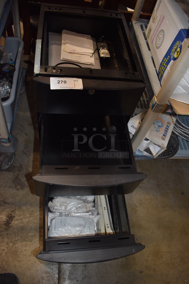 Black Metal 3 Drawer Filing Cabinet. 15x21x27 - Image 4 of 5