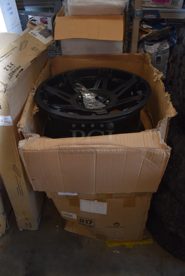 4 IN ORIGINAL BOX! Metal Black Rims. 21.5x10x21.5. 4 Times Your Bid! - Image 3 of 8