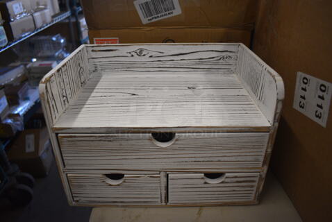 BRAND NEW SCRATCH AND DENT! Sorbus WDF-ORG-WH Rustic Desktop Organizer. 12x8x8