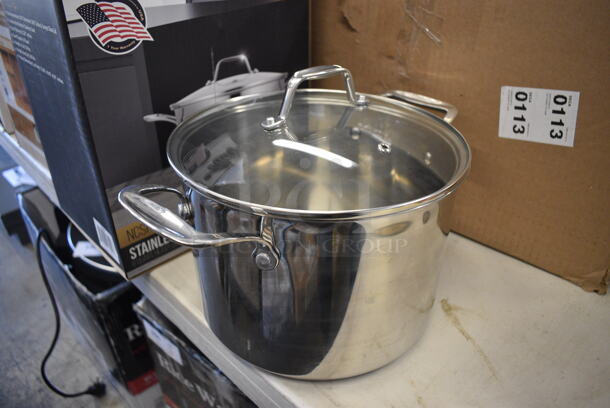 BRAND NEW SCRATCH AND DENT! NutriChef SCSP8 Stainless Steel Stock Pot w/ Lid. 14x10.5x7 - Image 2 of 4