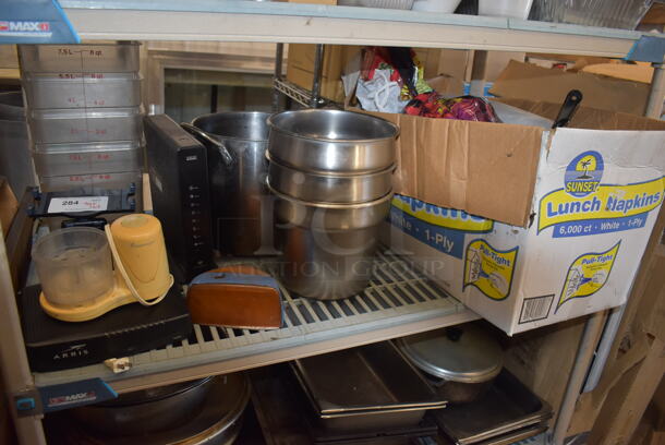 ALL ONE MONEY! Tier Lot of Various Items Including Poly Bins, Metal Bins and Routers