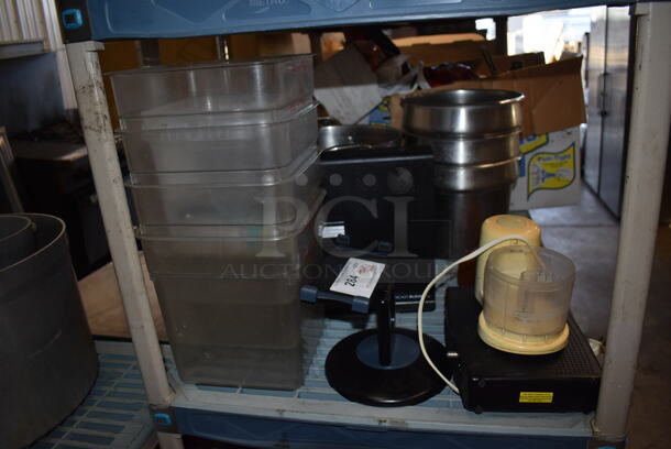 ALL ONE MONEY! Tier Lot of Various Items Including Poly Bins, Metal Bins and Routers - Image 2 of 5