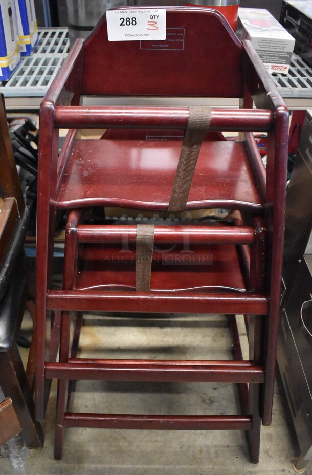 3 Wood Pattern High Chairs. 20x20x29. 3 Times Your Bid! - Image 1 of 5