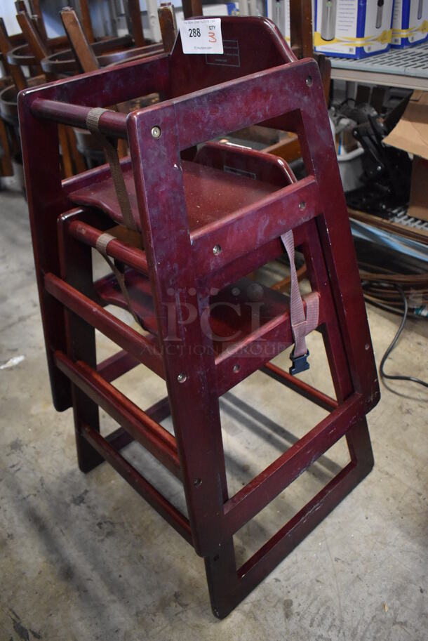 3 Wood Pattern High Chairs. 20x20x29. 3 Times Your Bid! - Image 3 of 5