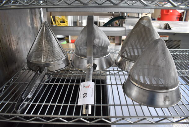 4 Various Metal Strainers; 3 Chinois and 1 China Cap. Includes 10x10x9, 19x8.5x9. 4 Times Your Bid! - Image 1 of 4