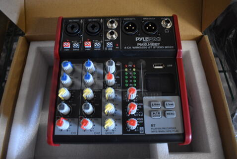 BRAND NEW SCRATCH AND DENT! Pyle PMXU48BT 4 Channel Wireless BT Studio Mixer. 6.5x7x2.5