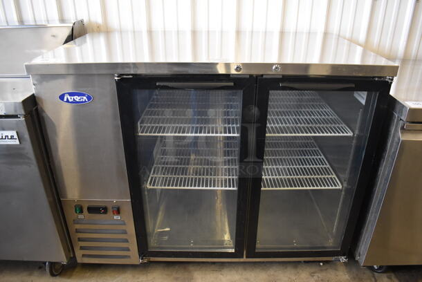 2021 Atosa MBB48GGR Stainless Steel Commercial 2 Door Back Bar Cooler Merchandiser. 115 Volts, 1 Phase. 48x40x40. Tested and Working!