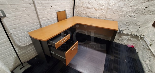 ALL ONE MONEY! Lot of 2 Pieces of Bush Furniture Wooden Desk w/ 2 Drawers. 61x30x30, 41x20x30 - Image 1 of 4