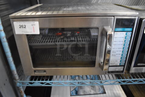 Sharp R-22GT-F Stainless Steel Commercial Countertop Microwave Oven. 120 Volts, 1 Phase. 20x16x12