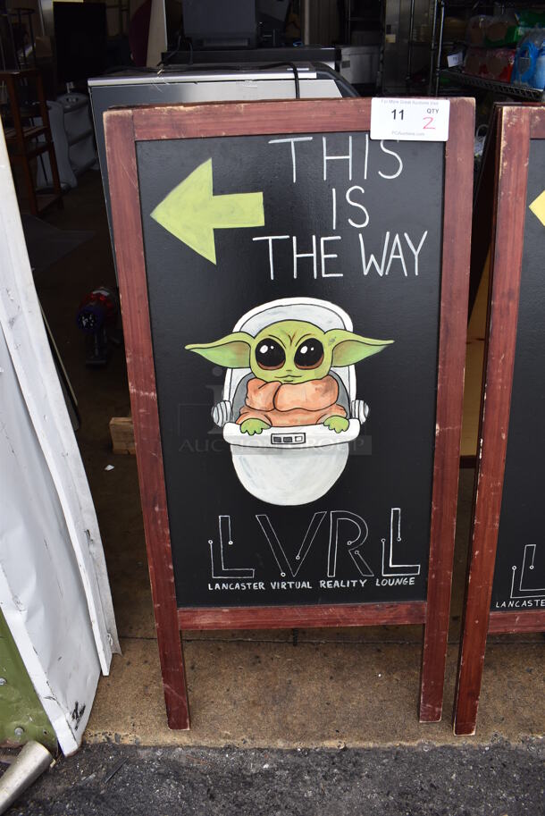 2 Custom Hand Painted Wood A Frame Sidewalk Signs. 2 Times Your Bid! - Image 2 of 6