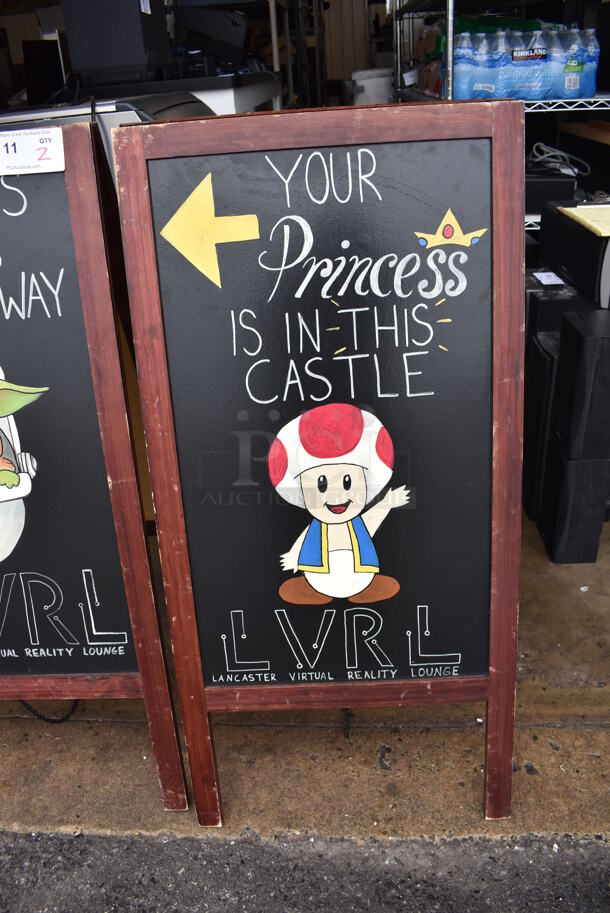 2 Custom Hand Painted Wood A Frame Sidewalk Signs. 2 Times Your Bid! - Image 3 of 6