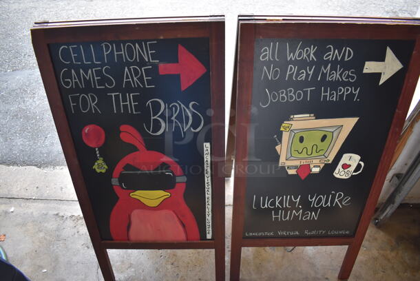 2 Custom Hand Painted Wood A Frame Sidewalk Signs. 2 Times Your Bid! - Image 4 of 6