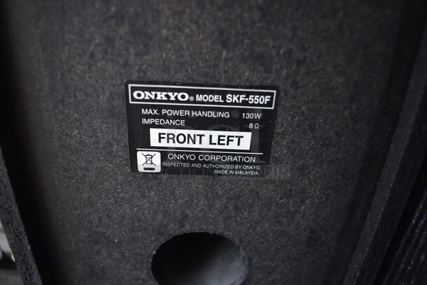 Onkyo SKW-550 Subwoofer w/ Onkyo HT-R550 AV Receiver, SKB-550, 2 SKM-550S, SKC-550C and 2 SKF-550F Speakers. 6.5x8x17, 17x6.5x8, 11x16x19, 6x4x10.5 - Image 5 of 11