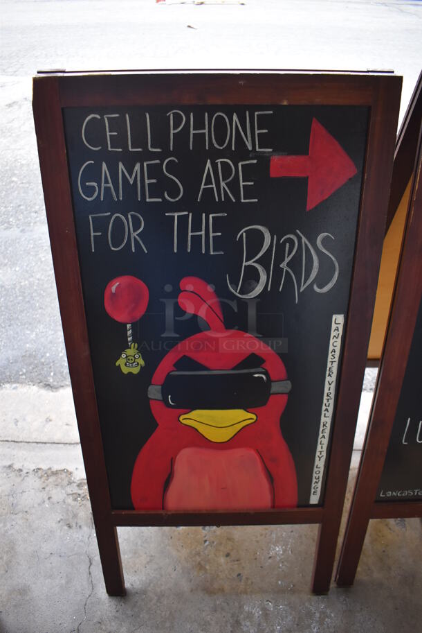 2 Custom Hand Painted Wood A Frame Sidewalk Signs. 2 Times Your Bid! - Image 5 of 6