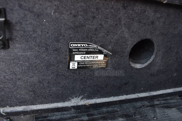 Onkyo SKW-550 Subwoofer w/ Onkyo HT-R550 AV Receiver, SKB-550, 2 SKM-550S, SKC-550C and 2 SKF-550F Speakers. 6.5x8x17, 17x6.5x8, 11x16x19, 6x4x10.5 - Image 6 of 11