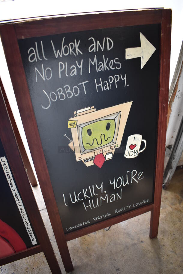 2 Custom Hand Painted Wood A Frame Sidewalk Signs. 2 Times Your Bid! - Image 6 of 6