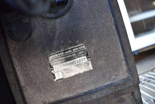 Onkyo SKW-550 Subwoofer w/ Onkyo HT-R550 AV Receiver, SKB-550, 2 SKM-550S, SKC-550C and 2 SKF-550F Speakers. 6.5x8x17, 17x6.5x8, 11x16x19, 6x4x10.5 - Image 9 of 11