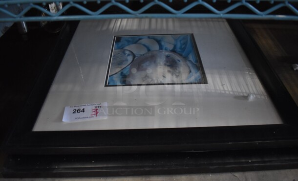 3 Framed Pictures; Salad, Bread Loaves and Cucumbers. 26x1x26. 3 Times Your Bid!