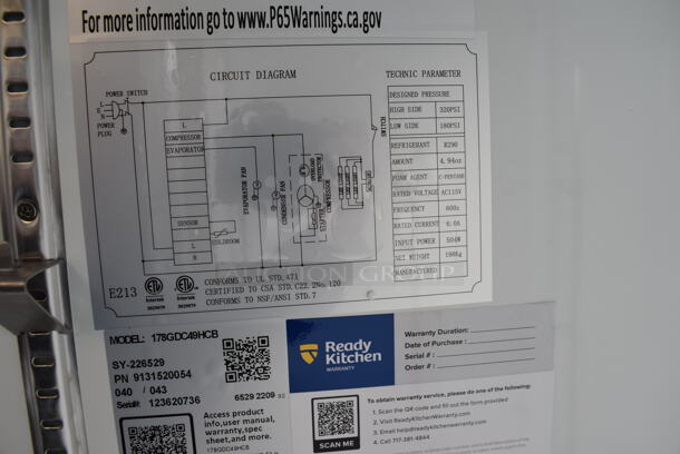 BRAND NEW SCRATCH AND DENT! Avantco 178GDC49HCB Metal Commercial 2 Door Reach Cooler Merchandiser w/ LED Lighting and Poly Coated Racks on Commercial Casters. 115 Volts, 1 Phase. 53x32x84. Tested and Working! - Image 5 of 7
