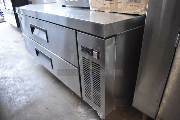 BRAND NEW SCRATCH AND DENT! Avantco 178CBE52HC Stainless Steel Commercial 2 Drawer Chef Base on Commercial Casters. 115 Volts, 1 Phase. 52x32x26. Tested and Working! - Image 3 of 7