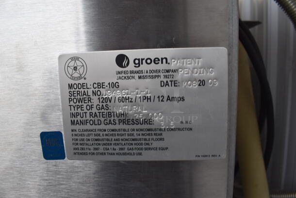 Groen CBE-10G Stainless Steel Commercial Natural Gas Powered Combi Convection Oven Steamer on Stand w/ Commercial Casters. 75,000 BTU. 42x43x67 - Image 7 of 9