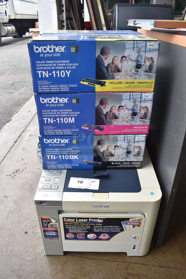 Brother HL-4070CDW Countertop Color Laser Printer w/ Built In Duplex Printing and Wireless Interface w/ 6 NEW  Brother Ink Drums; 2 Yellow, 2 Cyan, Magenta and Black. - Image 6 of 8