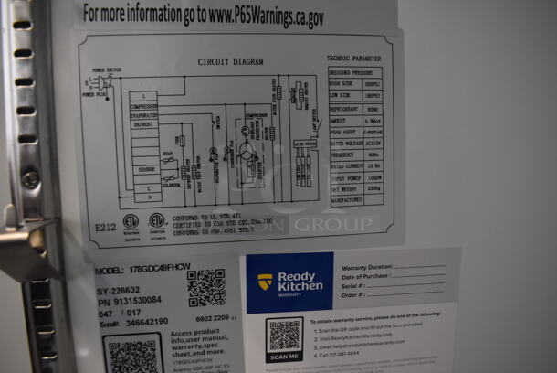 BRAND NEW SCRATCH AND DENT! Avantco 178GDC49FHCW Metal Commercial 2 Door Reach In Freezer Merchandiser w/ LED Lighting and Poly Coated Racks on Commercial Casters. 115 Volts, 1 Phase. 53x32x84. Tested and Working! - Image 5 of 8