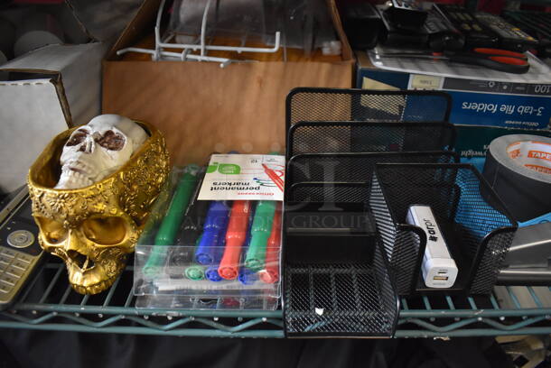 ALL ONE MONEY! Tier Lot of Various Items Including Receipt Printer Paper, Binders, Markers and Phones - Image 5 of 9